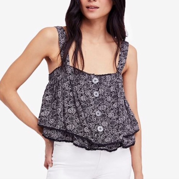 Free People Tops - Free People Sweet Caroline Tank in Black NWT